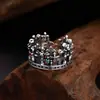 Anel de prata de lei 925 atacado anel de castelo com cruz anel aberto prata tailandesa moda retrô joias personalizadas