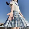 Uniforme jk falda otoño básico conjunto completo de falda a cuadros camisa manga corta corbata de lazo conjunto completo de estilo universitario japonés
