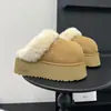Pantuflas Cerradas de Cuero Mate Kapi Balaha con Suela Gruesa para Mujer, Para Usar al Aire Libre, Artículo de Moda, Pantuflas Medias Calientes de Piel Sintética Peluda de Invierno, Feas pero Lindas