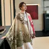 Cachecol Jacquard Elegante Estilo Chinês Outono e Inverno, Xale Feminino Magnolia Imitação de Caxemira, Cachecol Quente Espesso de Alta Qualidade