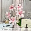 Flores Artificiales, Lirios de Cinco Cabezas, Flores Falsas para Decoraciones de Boda, Flores Artificiales para Sala de Estar, Flores de Seda, Flores de Decoración para el Hogar de Alta Gama