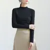 Camiseta Interior Térmica de Doble Cara con Cuello Medio Alto para Mujer 2026 Nuevo Otoño/Invierno Capa Interior de Alta Gama Elegante Cuello Alto Top Cálido