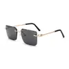 Gafas de sol sin montura de corte diamante personalizadas de alta calidad transfronterizas, gafas de sol de metal de moda de alta gama para hombre