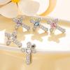 Pendientes Henson Color Love Zircon de gran tamaño con rosca cruzada de acero y titanio para lóbulo de oreja, pendientes perforados avanzados