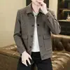 Jaqueta masculina exclusiva de outono e inverno transfronteiriça em estilo inspirado em Chanel, moderna, casual e sofisticada, jaqueta xadrez de lã jovem