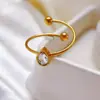 Gota de Agua Europea y Americana Personalizada Creativa Amor Zirconia Apertura Anillo Ajustable Anillo para Mujer Acero Inoxidable Joyería de Lujo Ligero Listo para la Venta