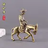 Decoração de Micro-Paisagem com Rocha para Bonsai de Velho Montado em Burro Acessórios de Fotografia Chineses Enfeites de Homem de Bronze Montado em Burro