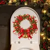 Cubierta de asiento de inodoro de lujo con corona de Navidad roja y dorada, pegatina decorativa autoadhesiva para asiento de inodoro de baño, pegatina decorativa festiva