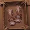 Sandalias Retro de Moda con Tiras Cruzadas y Punta Abierta para Mujer, Nuevo Estilo Verano 2024, Cómodos Zapatos Romanos Planos, Cómodo Estilo Coreano