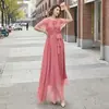Vestido Amassado de Brocado 2005 Manga Curta Verão Exportação Europeia e Americana Amazon Saia de Praia para Férias na Beira-Mar Feminino