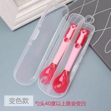 Juego de tenedor y cuchara para niños, vajilla para alimentación de bebés, tenedor y cuchara de acero inoxidable y plástico, portátil, juego de tenedor y cuchara para entrenamiento con suplemento alimenticio