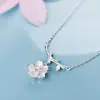 Colar de ramo e flor em prata de lei s925, estilo coreano, design elegante, corrente de clavícula choker da moda e requintada, joia para mulheres