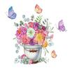 Pegatinas de primavera de Amazon transfronterizas flores de mariposa en maceta acuarela pegatinas electrostáticas para ventana pegatinas decorativas para cristal de ventana rejillas de ventana