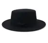 Aliexpress Amazon Outono e Inverno Moda Europeia e Americana Chapéu de Lã Feminino com Laço Topo Plano Aba Reta Chapéu de Aba Larga Personalização