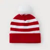 Gorro de Punto con Bola de Pelo Navideña Transfronterizo Creativo Gorro de Lana Rayado Atmósfera Cálida de Invierno Fiesta Gorro Navideño para Adulto