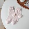 Meias Maternidade 2025 Primavera/Verão Laço Bolha Botão de Flor Meias Estilo Coreano Meias de Cano Médio Meias Estilo Japonês para Meninas