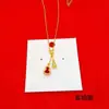 Collar de Calabaza Doble Roja con Incrustaciones de Diamantes para Mujer, Dorado Antiguo Chapado con Diamantes, Cadena para Clavícula de Doble Felicidad y Prosperidad, Venta al por Mayor de Comercio Electrónico Transfronterizo
