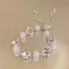 Pulseira de Cristal Retrátil com Contas de Flor de Vidro Pequena Fresca Doce Versátil Simples de Alto Padrão para Mulheres