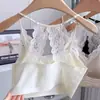 Top Tubo Sexy de Capas de Satén y Encaje Calado Espalda Descubierta para Mujer 2026 Otoño e Invierno Nuevo Sujetador Push-Up con Copas Fijas
