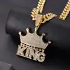 Colar de Hip-Hop Rap Dança de Rua Popular Transfronteiriço Cool Joia Coroa de Diamante Completa Pingente de Letra Rei