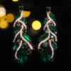 Europa y Estados Unidos aretes de hoja de diamantes de imitación de cristal brillante de color transfronterizo personalidad de mujer aretes de cristal aretes aretes