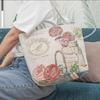 Flor en una Botella Bordado Dorado Bolso de Hombro Moda Estudiante Versátil Simple Artístico Ins Bolso de Mano Bolsa Pequeña de Tela Estilo Ins