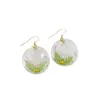 Pendientes de Navidad de Flores Secas de Amazon Diseño Verde Creativo Hechos a Mano de Resina Pendientes de Árbol de Navidad Pendientes de Nicho
