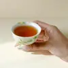 Taza de Té de Cerámica Pintada a Mano Estilo Dinastías Tang y Song con Diseño de Osmanthus, Taza Pequeña de Té para Té Kung Fu, Taza de Té de Color Bajo Esmalte, Taza de Degustación