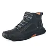 Botas de Cuero PU de Talla Grande Transfronterizas para Hombre, Botines de Moda Cosidos a Mano para Hombre, Zapatos Casuales Planos con Cordones