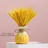 Espiga de Trigo Flor Seca Gipsofila Buquê Arranjo de Flores para Sala de Estar Vaso Pequeno de Cerâmica Estilo Ins Ornamento de Decoração para Gabinete de TV de Mesa