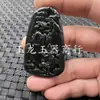 Pingente de Jade Xinjiang Hetian Jade Tinta Pingente de Guanyin Jade Serpentina Tinta Paisagem Guan Gong Carpa Dragão Pingente