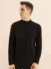 Camisa de forro polar para hombre, nueva camiseta de invierno gruesa de cuello medio alto, ropa interior de otoño, lijado térmico, camiseta ajustada de manga larga para hombre