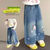 Jeans con Bordado de Toalla Estilo Coreano para Niñas Pequeñas Primavera y Otoño 2026 Nueva Moda Infantil Elegante Pantalones Largos para Niñas Pequeñas