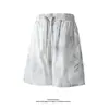 Shorts de Praia Finos de Verão Estilo Americano para Homens, Tamanho Grande, Shorts Casuais Largos de Cinco Pontos, Calças Esportivas de Seda de Gelo