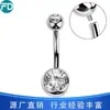Aleación de titanio G23 incrustado circón clavo para ombligo anillo para ombligo titanio F136 rosca externa anillo para ombligo joyería para perforación de cuerpo humano ombligo