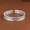 Pulseira King Cervo Dourado 999 Prata Pura Coração de Lótus Sutra Estilo Chinês Retro Prata Pura Pulseira Feminina Joia Presente