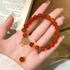 Nova pulseira feminina de ágata vermelha natural estilo étnico chinês jade Hetian gordo Fu Yuanbao rosto sorridente pulseira Buda joias atacado