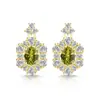Brilho ao vivo venda quente brincos de imitação de gema colorida prata S925 brincos de tarraxa cor de ovo de pombo brincos de imitação de luxo formato de ovo Moissanite joias