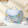 Nova Bolsa Cosmética Transparente Fosca para Banho e Higiene Pessoal Portátil pu Flip Bolsa de Estudo para Estudantes Bolsa de Cosméticos para Sair