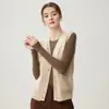 Chaleco de Punto de Cachemira Otoñal Estilo Europeo para Mujer, Camiseta sin Mangas para Superponer, Chaleco Cardigan Grueso de Alta Gama