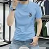 Lan Sheng Yi Camiseta de Manga Curta Masculina Gola Redonda Moda Verão 2025 Estampada Slim Fit Meia Manga Roupas Camiseta Masculina de Qualidade