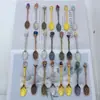 Cuchara de grava de cristal natural, cuchara para helado, cuchara para postre, cuchara mezcladora de mango largo tallada creativamente, disponible para venta al por mayor