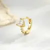 Pendientes Versátiles de Estilo Vintage Otoño e Invierno, Lujo Ligero, Microincrustados con Circonita, Forma de Corazón, Rombo, Color Café Claro Dorado Henson
