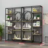 Partición Calada de Hierro Nuevo Estante de Almacenamiento Mampara de Entrada Estantería Gabinete Decorativo de Oficina de Pie Vitrina Multicapa