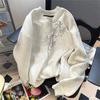 Directo del Fabricante - PersonalizableSudadera de Cuello Redondo de Peso Pesado 400g con Forro de Polar para Mujer, Marca de Moda, Tejido Compuesto de Imitación de Algodón