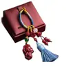 Llavero Colgante de Zodiaco de Dibujos Animados de Cinabrio Crudo Arena Púrpura Dorada de Alto Contenido Accesorio Colgante para Bolso de Año de Nacimiento