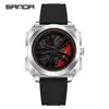 Reloj de Moda OFNS Esqueleto de Coche Rotación 360 grados Reloj para Hombre Tendencia Más Vendido Versátil para Estudiantes Reloj de Cuarzo