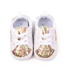 Sapatos Infantis para Meninas, Sapatos de Lona para Bebês com Solado Macio Antiderrapante, Sapatos Doces de Bebê com Lantejoulas, Cadarços Frontais e Resistentes ao Desgaste
