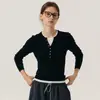 Suéter de punto de lana NANCYLI, diseño de dos piezas falsas, corte ajustado, top de cuello redondo, camisa base, suéter para mujer 10720