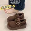 Sapatos Birkenstock de sola grossa, tudo-em-um, para comércio exterior transfronteiriço, para mulheres, forrados com fleece, espessados, botas de neve quentes, sapatos de algodão slip-on, sapatos peludos